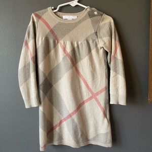 Burberry Cashmere Sweater Dress Check Pattern